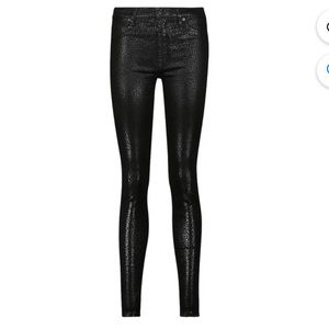 NWT 7 For All Mankind Black Velvet Animal Print High Waist Super Skinny Jeans 27